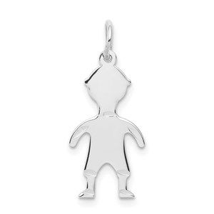 Million Charms 14k White Gold .018 Depth Engraveable Personalized Boy Charm